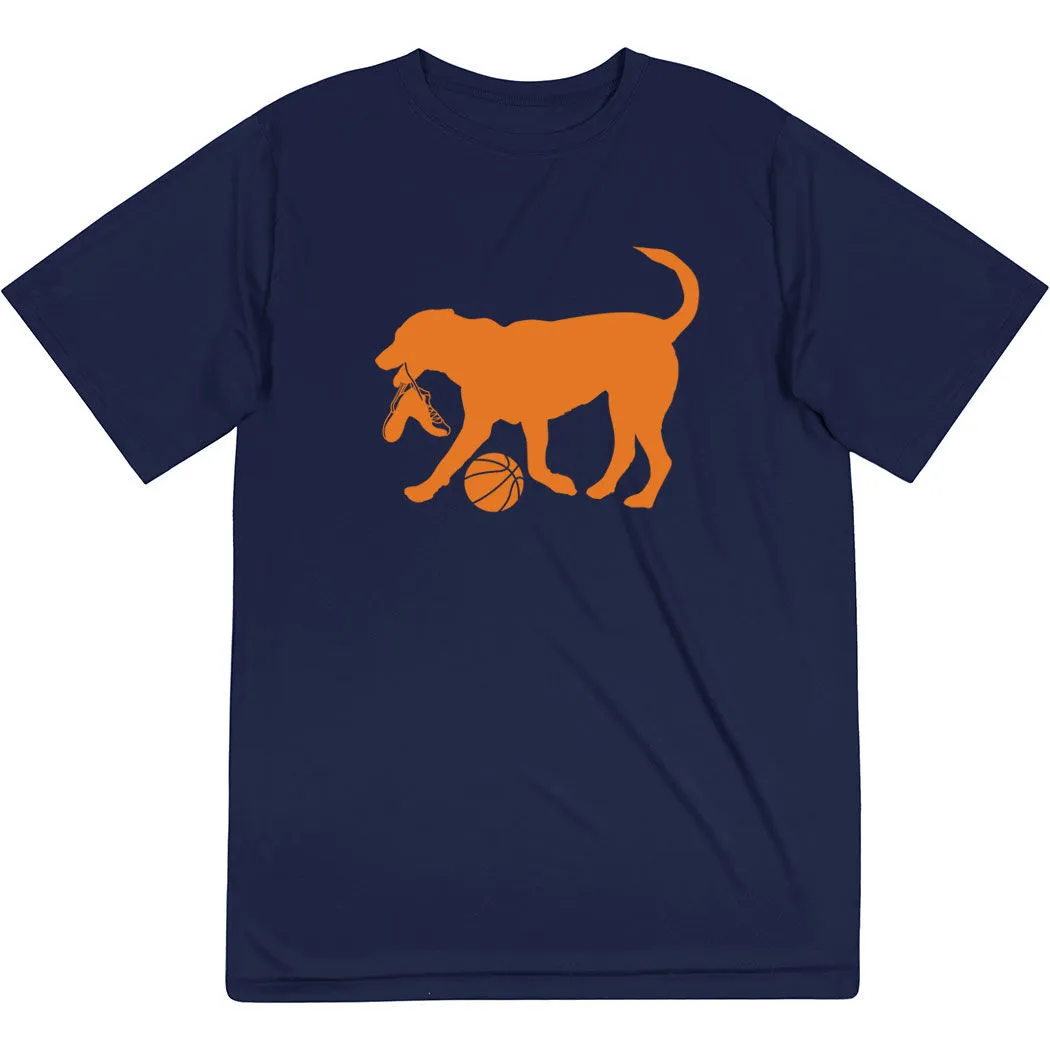 Basketball Short Sleeve Performance Tee - Baxter The Basketball Dog 