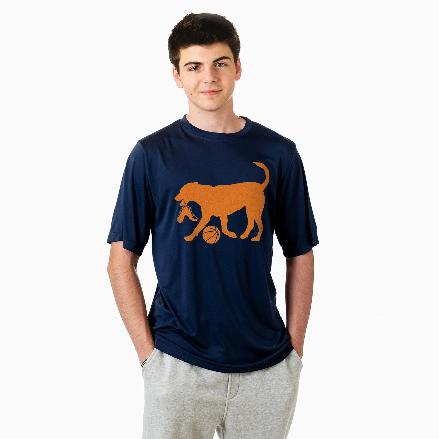 Basketball Short Sleeve Performance Tee - Baxter The Basketball Dog 