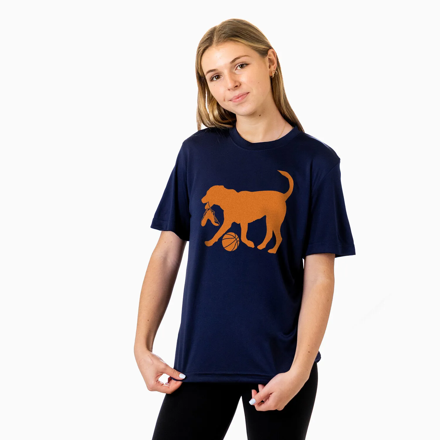 Basketball Short Sleeve Performance Tee - Baxter The Basketball Dog 