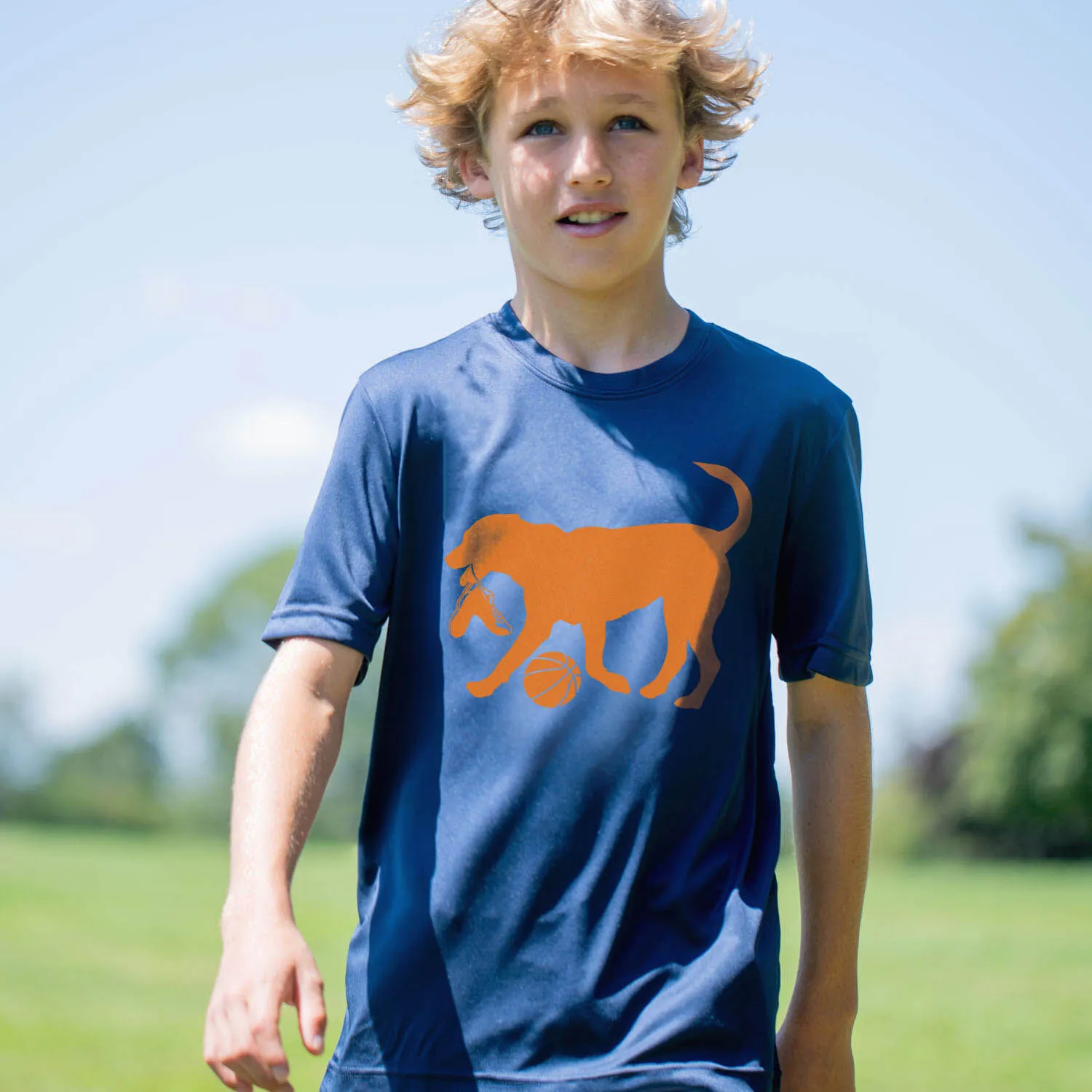 Basketball Short Sleeve Performance Tee - Baxter The Basketball Dog 