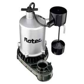 Flotec High Output Sump Pump, 1/2 HP, 6000 GPH, Submersible, Vertical Float Switch, Zinc - FPZT7350